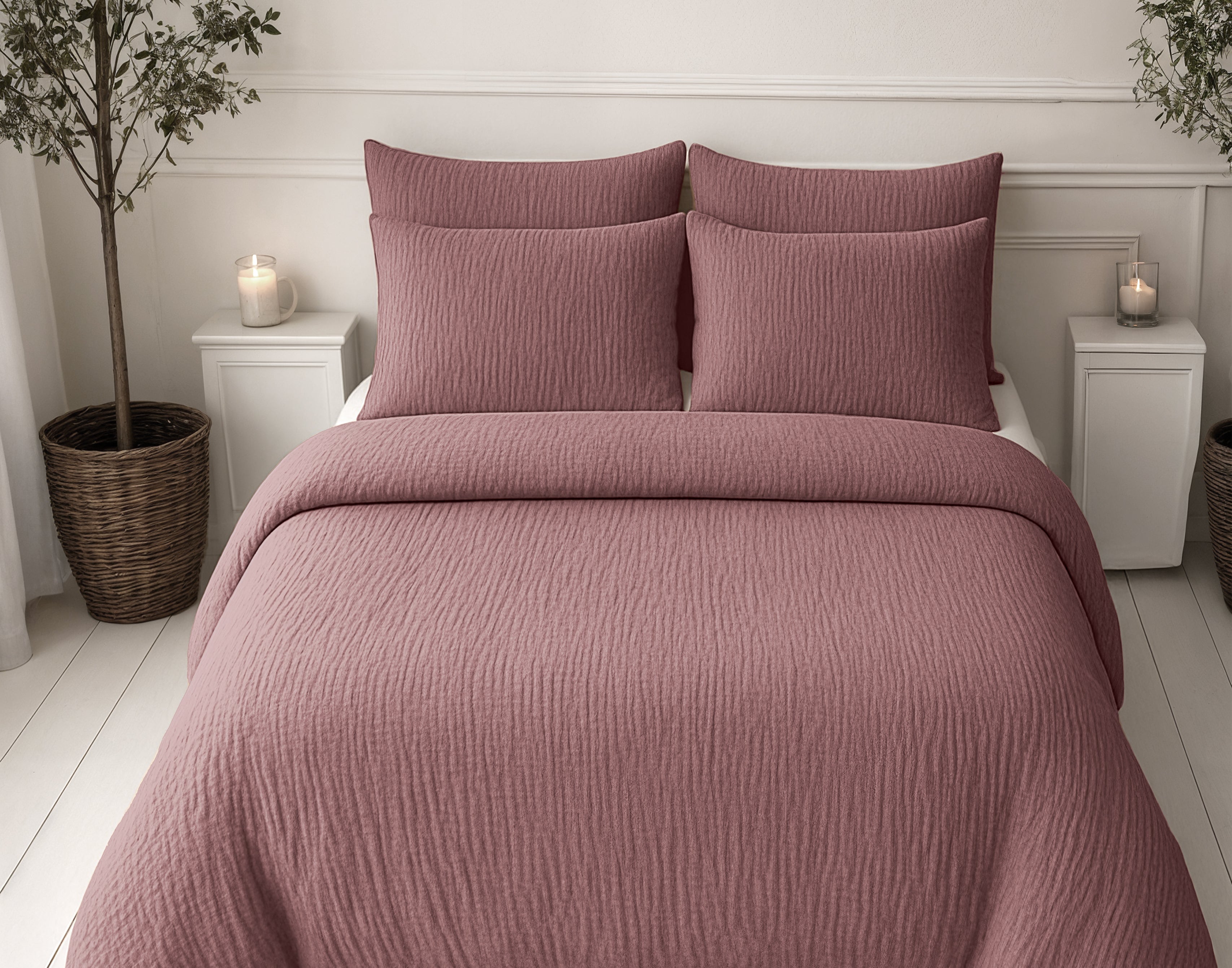 Nappy dekbed Japandi oud roze