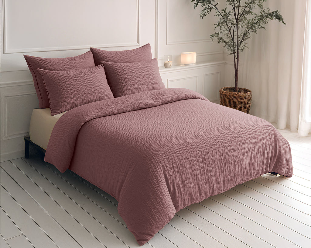 Nappy dekbed Japandi oud roze