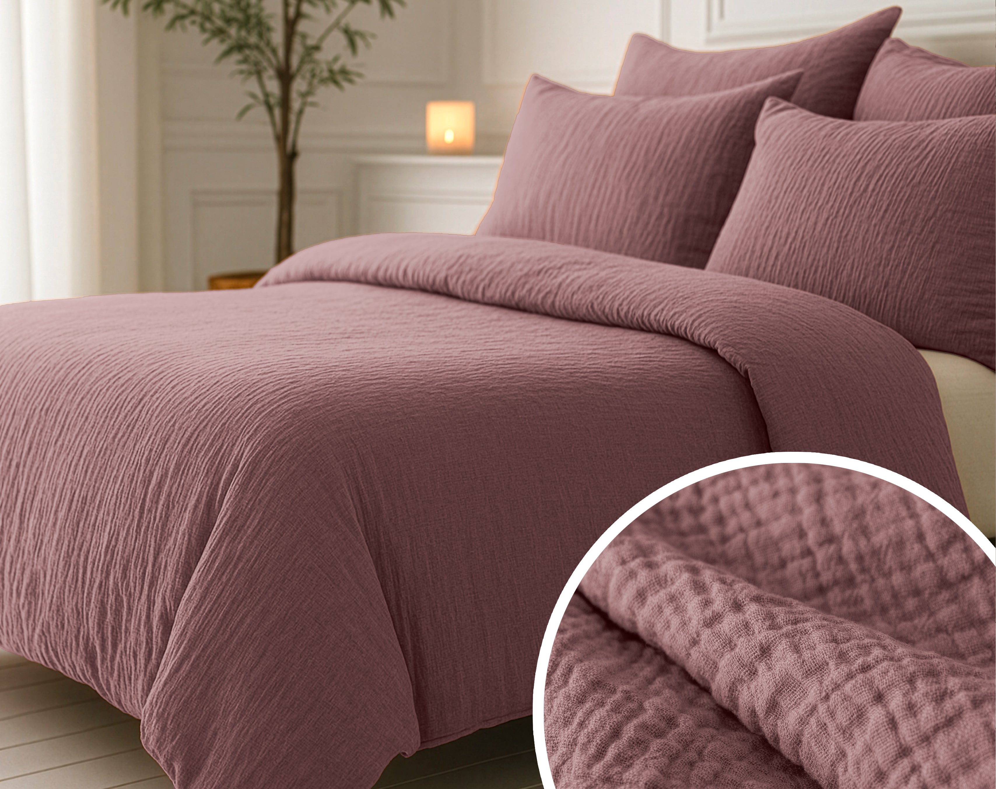 Nappy dekbed Japandi oud roze