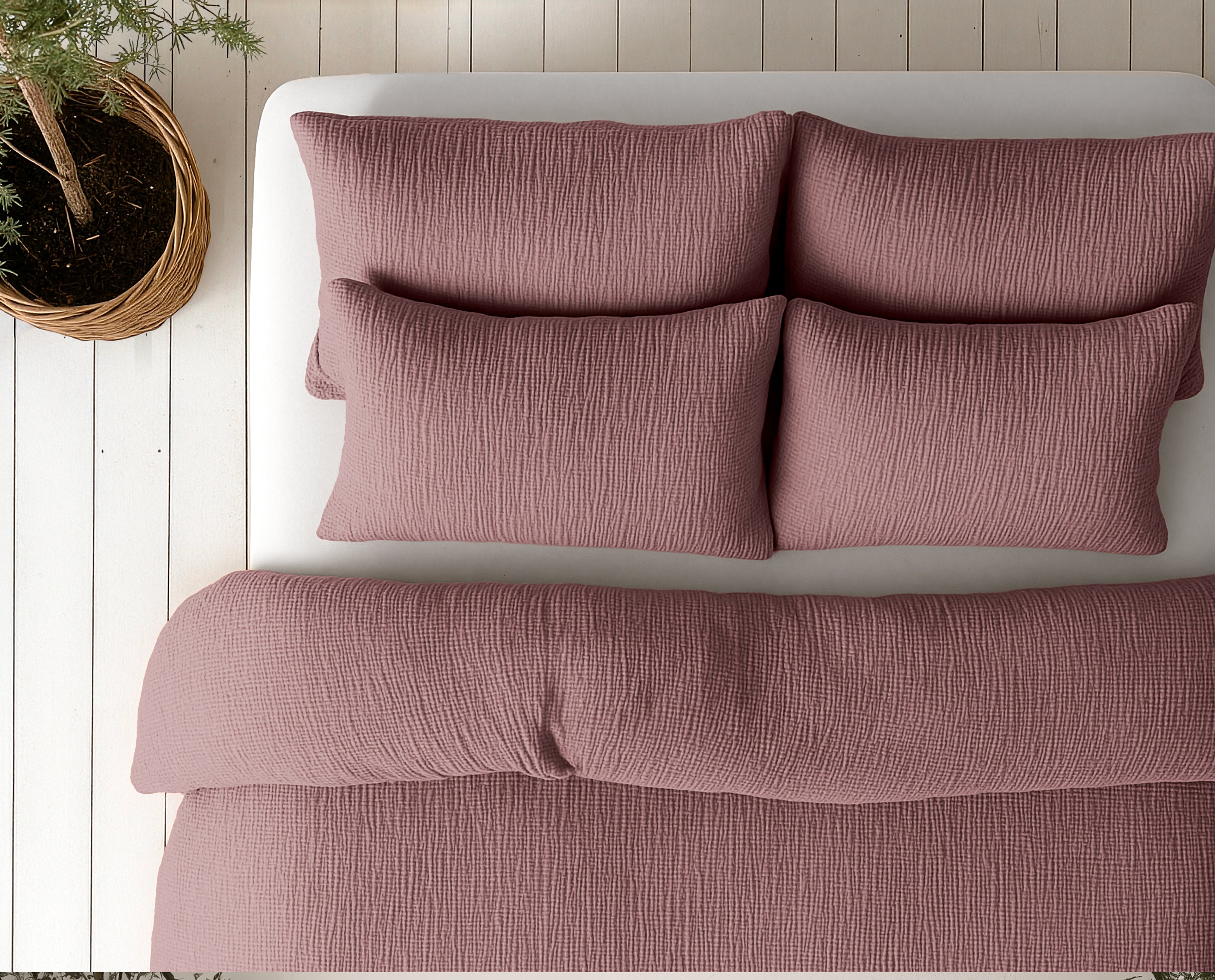 Nappy dekbed Japandi oud roze