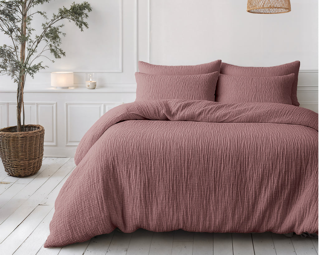 Nappy dekbed Japandi oud roze