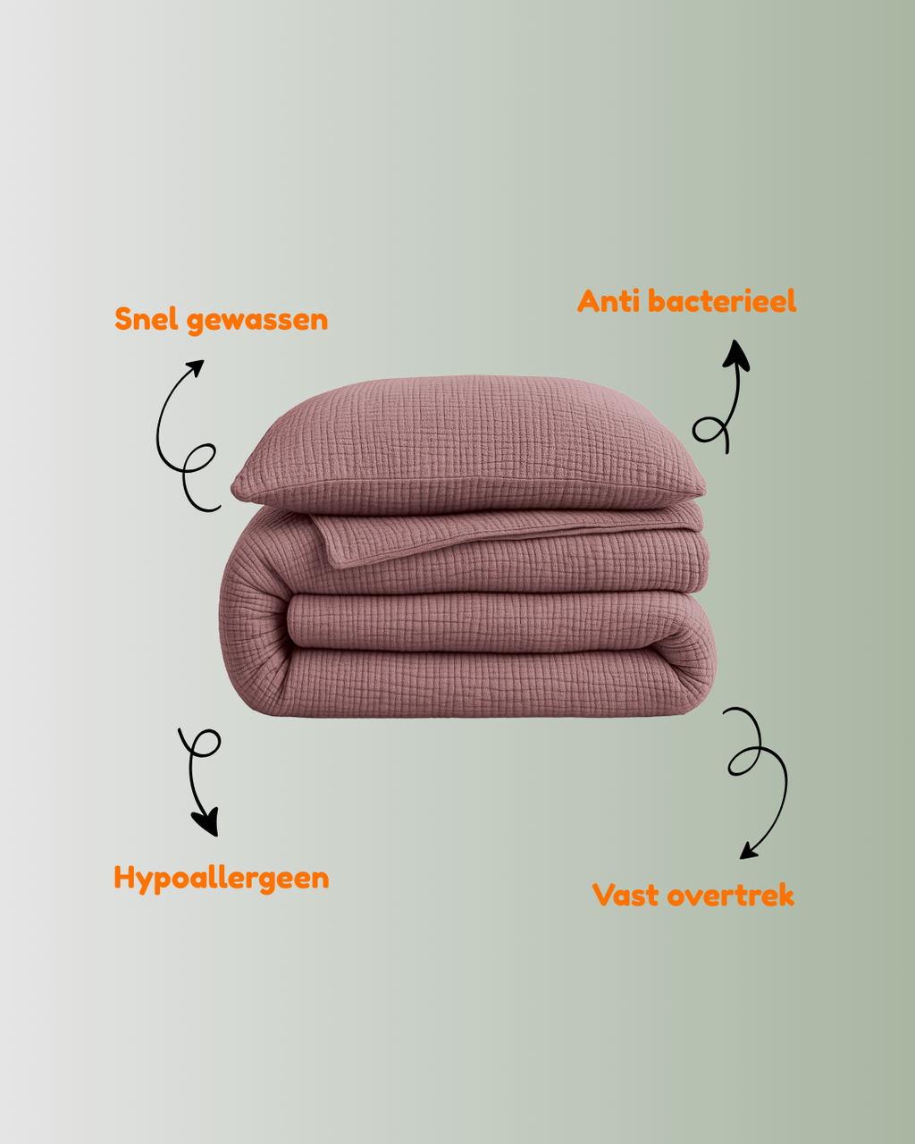 Nappy dekbed Japandi oud roze