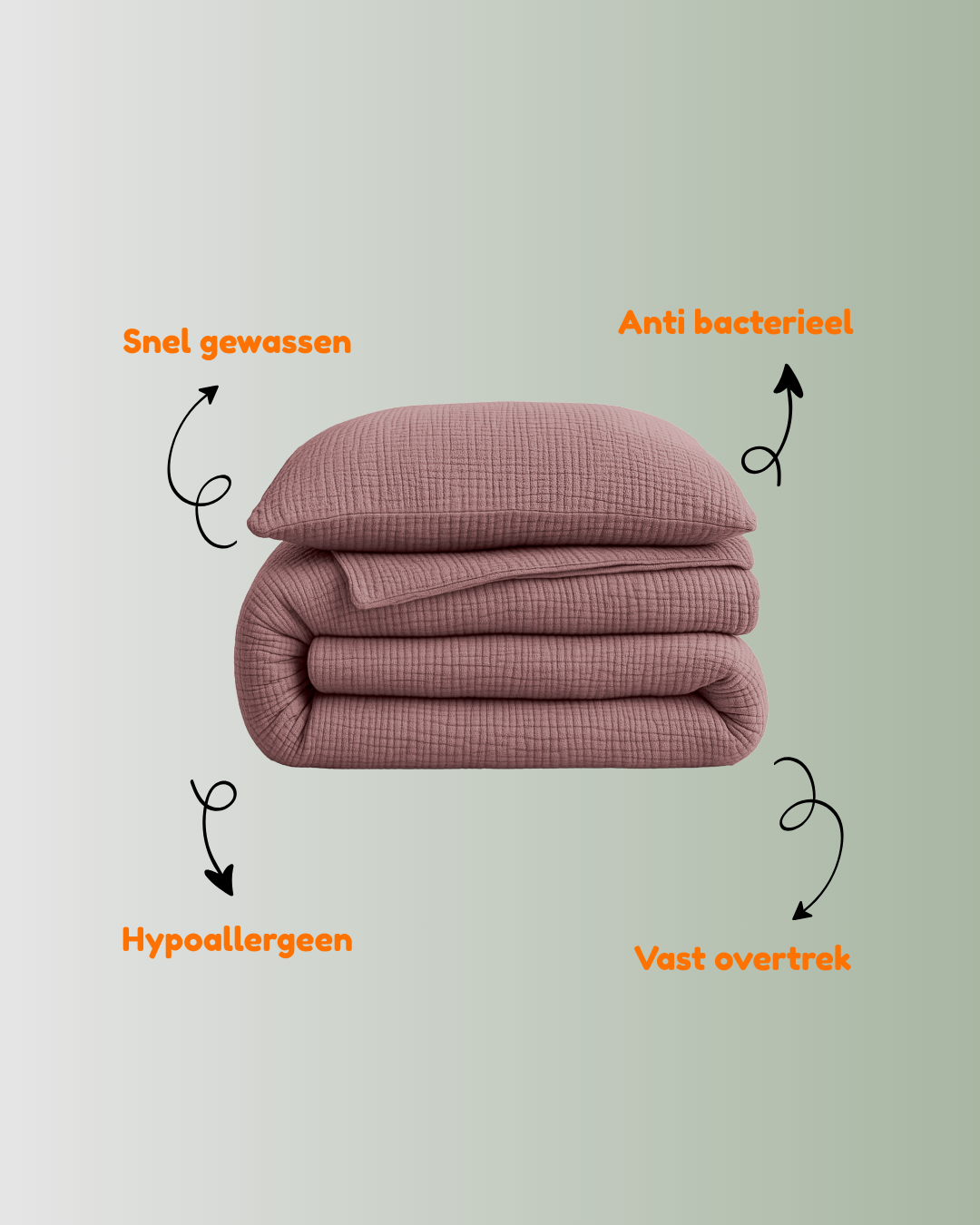 Nappy dekbed Japandi oud roze